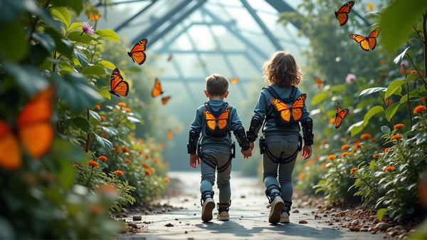 Uno Sguardo alla Mobilità: Bambini che Camminano tra le Farfalle con l'Aiuto dei Robot