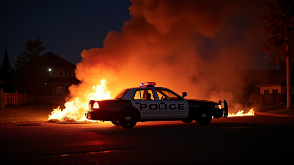 Attacco Incendiario a una Pattuglia della Polizia di Hollywood Catturato da Video di Sorveglianza